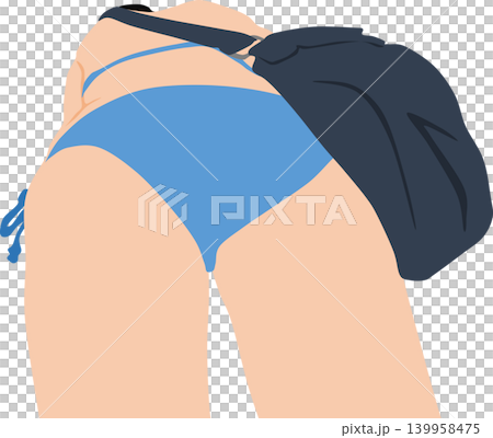 晴天の中遊ぶ水着を着た女性のイラスト 139958475