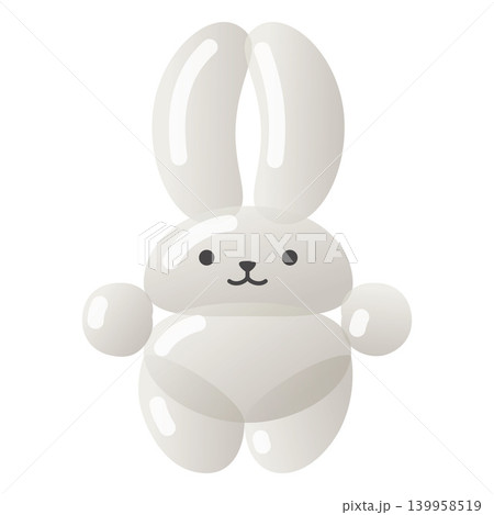 A white bunny figurine made of balloons with a face, ears, and paws—a cute character. A white bunny figurine made of balloons with a face, ears, and paws—a cute character. 139958519