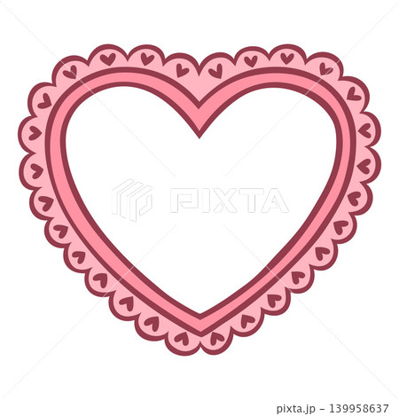 Pink, empty heart-shaped frame with a decorative border. Valentine's Day. 139958637