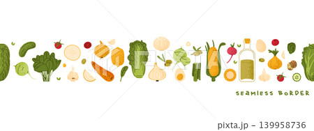 Vegetable Ingredient Seamless Border Strip Vegetable Ingredient Seamless Border Strip 139958736
