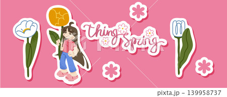 Spring Girl Tulip Sticker Set 139958737