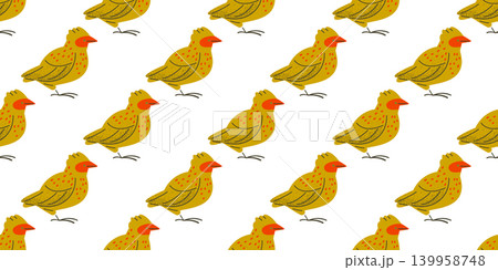 Yellow Bird Seamless Pattern Design 139958748