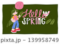 Spring Girl Character Illustration Design 139958749
