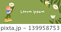Spring Girl Botanical Banner Scene 139958753
