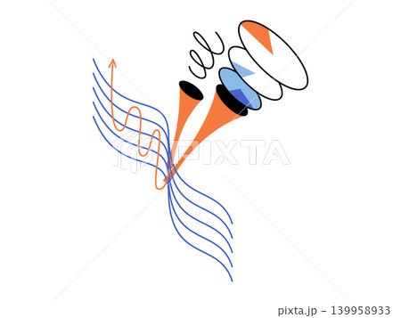 Abstract data visualization with waves vector illustration. Physics research, signal processing, data analysis, tech innovation, sound frequency, information flow. Conceptual diagram of energy waves 139958933