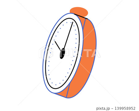 Orange alarm clock vector illustration. Time management, productivity, deadline, schedule, morning routine, urgency. Mechanical timer for tracking hours and minutes in a modern office 139958952