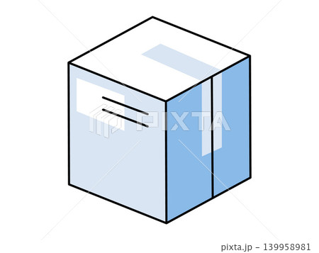 Isometric cardboard box for shipping and logistics vector illustration. E-commerce, home delivery, storage solutions, moving house, global trade, retail supply. Sealed parcel with shipping label 139958981