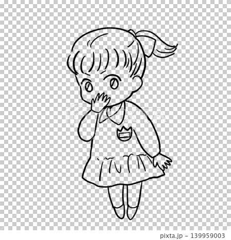 片手で口を隠して驚く制服を着た子供の線画 片手で口を隠して驚く制服を着た子供の線画 139959003
