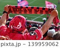 タオルマフラーを掲げて応援するサッカーセレッソ大阪のサポーター 139959062