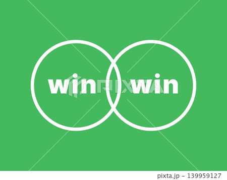 Win-Win ベン図 緑背景 Win-Win ベン図 緑背景 139959127