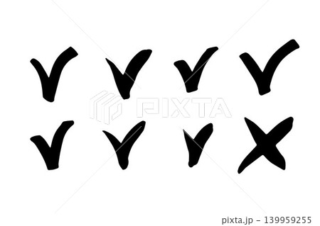 Yes or no concept. Brush check marks, cross Yes or no concept. Brush check marks, cross 139959255