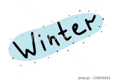 Doodle winter lettering. Cute season word design Doodle winter lettering. Cute season word design 139959263