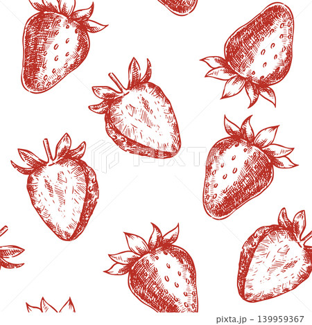Seamless pattern of strawberries. Vector illustration in sketch style. Seamless pattern of strawberries. Vector illustration in sketch style. 139959367
