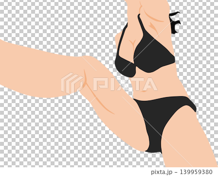 An illustration of a woman in a swimsuit playing in a sunny day. An illustration of a woman in a swimsuit playing in a sunny day. 139959380