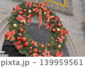 christmas decorations on the roof of the church 139959561