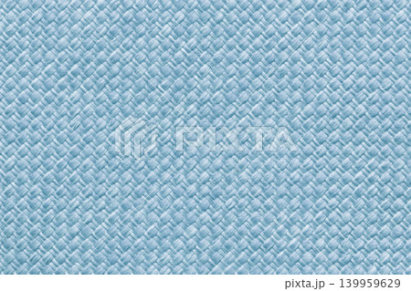 Light blue woven textile texture background, macro. Structure of pastel sky fabric material backdrop with weave pattern 139959629