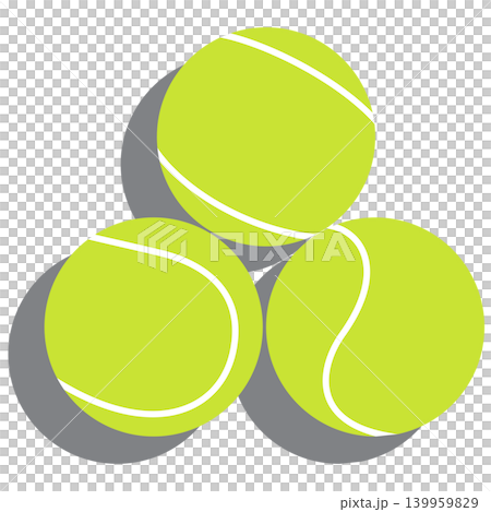 Flat design illustration of three tennis balls isolated on transparent background. Flat design illustration of three tennis balls isolated on transparent background. 139959829