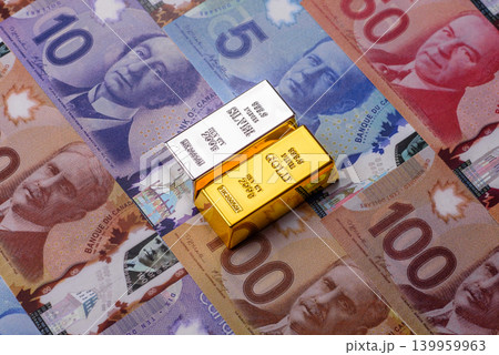 Gold and silver bullion or ingots as metals for bank storage, investments. Gold and silver bars 139959963