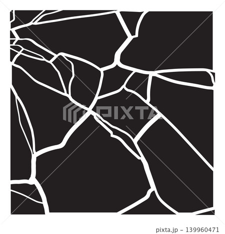 Shattered glass or fractured square shape pattern, broken black and white background with fragments and cracks, split Shattered glass or fractured square shape pattern, broken black and white background with fragments and cracks, split 139960471