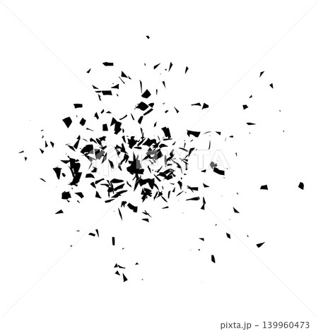 Shattered and fractured glass with chaotic scattered splinters, broken split black fragments, vector burst effect 139960473