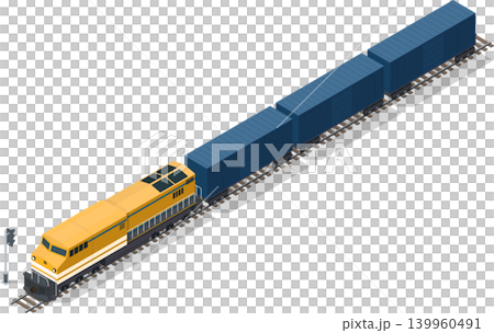 Freight train with container trailer car Freight train with container trailer car 139960491