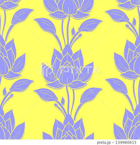 Seamless simple floral pattern with yellow and blue flowers, texture, design Seamless simple floral pattern with yellow and blue flowers, texture, design 139960615