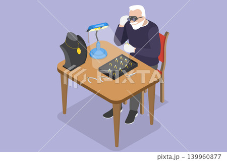 3D Isometric Flat Vector Illustration of Jewelry, Jeweler Position In Jewelry Store 3D Isometric Flat Vector Illustration of Jewelry, Jeweler Position In Jewelry Store 139960877