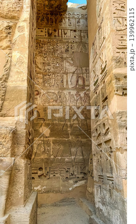 Medinet Habu, the mortuary temple of Ramesses III, located on the west bank of Luxor, Egypt. Medinet Habu, the mortuary temple of Ramesses III, located on the west bank of Luxor, Egypt. 139962115