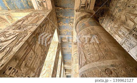 Medinet Habu, the mortuary temple of Ramesses III, located on the west bank of Luxor, Egypt. 139962127