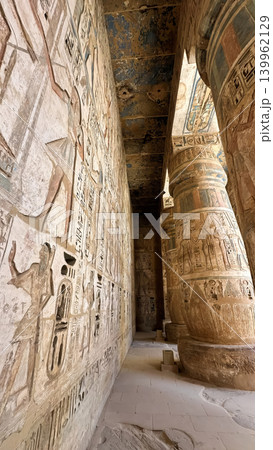 Medinet Habu, the mortuary temple of Ramesses III, located on the west bank of Luxor, Egypt. Medinet Habu, the mortuary temple of Ramesses III, located on the west bank of Luxor, Egypt. 139962129