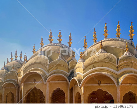A row of beautiful domes and arches of the palace complex in Jaipur, India. A row of beautiful domes and arches of the palace complex in Jaipur, India. 139962179