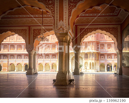 Ornate interior of a historic palace in Jaipur, India. Ornate interior of a historic palace in Jaipur, India. 139962190