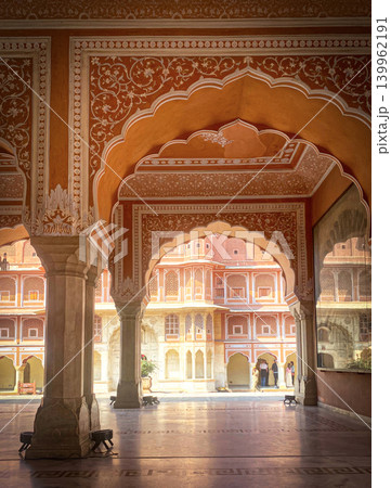 Ornate interior of a historic palace in Jaipur, India. Ornate interior of a historic palace in Jaipur, India. 139962191