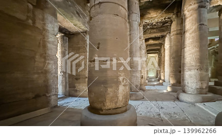 Beautiful interiors and ancient hieroglyphs in the Temple of Seti I in Abydos, Egypt. 139962266