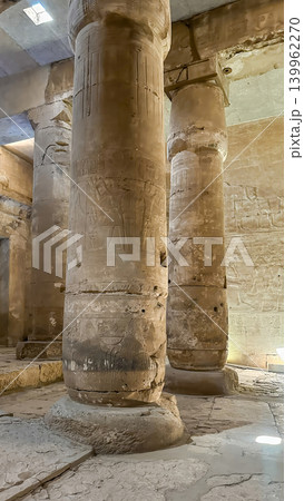 Beautiful interiors and ancient hieroglyphs in the Temple of Seti I in Abydos, Egypt. 139962270