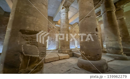Beautiful interiors and ancient hieroglyphs in the Temple of Seti I in Abydos, Egypt. 139962279