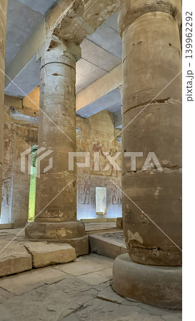 Beautiful interiors and ancient hieroglyphs in the Temple of Seti I in Abydos, Egypt. Beautiful interiors and ancient hieroglyphs in the Temple of Seti I in Abydos, Egypt. 139962292