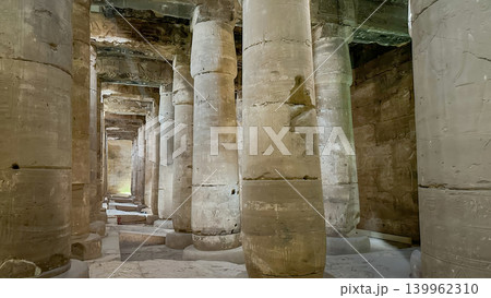 Beautiful interiors and ancient hieroglyphs in the Temple of Seti I in Abydos, Egypt. 139962310