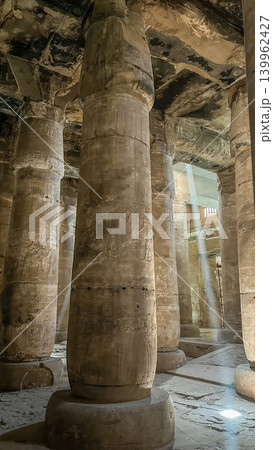 Beautiful interiors and ancient hieroglyphs in the Temple of Seti I in Abydos, Egypt. 139962427