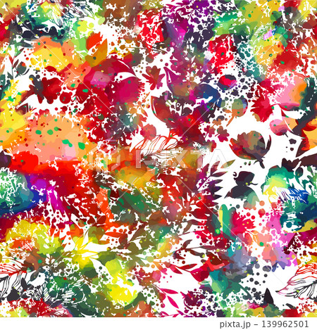 Seamless background with watercolor abstract flowers . hand drawing. Not AI, Vector illustration Seamless background with watercolor abstract flowers . hand drawing. Not AI, Vector illustration 139962501