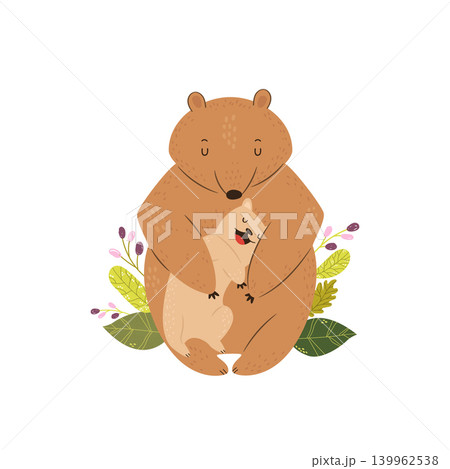 Illustration of a mother bear and her cub Illustration of a mother bear and her cub 139962538
