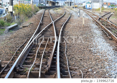 鉄道線路の分岐ポイント 139962716