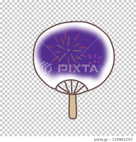 Illustration of a fan with a fireworks pattern (purple) 139963297
