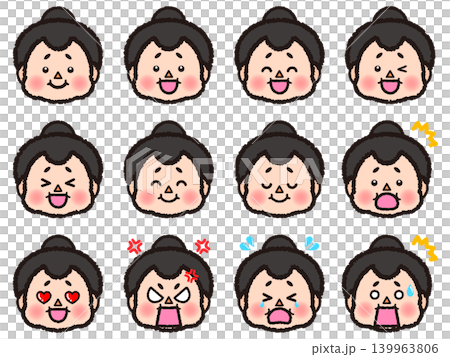 かわいいお相撲さんの顏アイコンイラスト素材セット5 かわいいお相撲さんの顏アイコンイラスト素材セット5 139963806