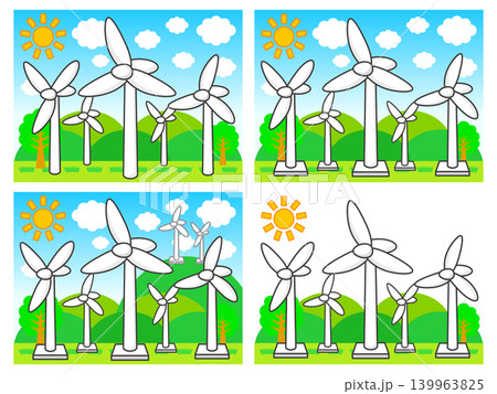 風力発電のイラスト素材セット 風力発電のイラスト素材セット 139963825
