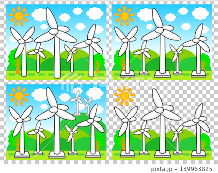 風力発電のイラスト素材セット 風力発電のイラスト素材セット 139963825