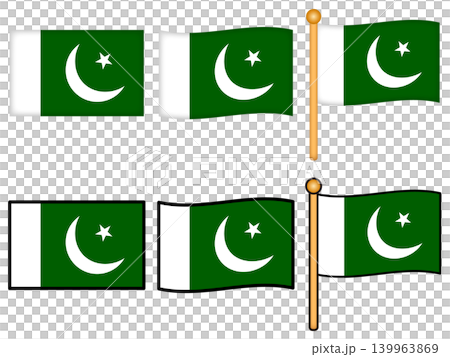 パキスタンの国旗のイラスト素材セット パキスタンの国旗のイラスト素材セット 139963869