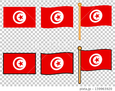 A set of illustrations of the Tunisian flag. A set of illustrations of the Tunisian flag. 139963920