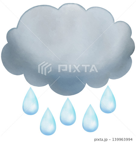 雨雲　天気アイコン　かわいい水彩イラスト 139963994