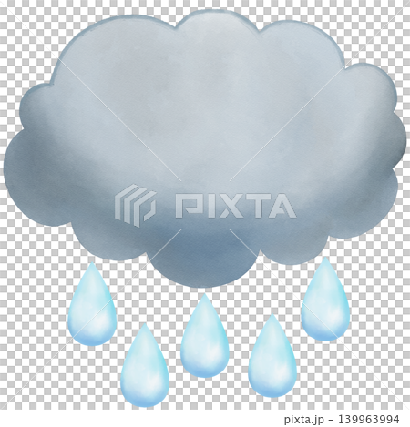 雨雲　天気アイコン　かわいい水彩イラスト 139963994